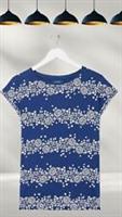 Ex Fat Face Womens Short Sleeve Ivy Batik T-Shirt in Blue Floral (A Bit Defect) - 12 Regular