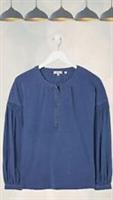 Ex Fat Face Womens Long Sleeve Keira Indigo Henley Top in Blue - 14 Regular