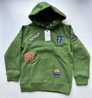 Fatface Boys Green Badge Sweat Popover Hoodie In Various Sizes *BNWT*