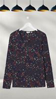 Ex Fat Face Womens Long Sleeve Patchwork Top in Navy (A Bit Defect) - 12 Regular