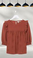 Ex Fat Face Womens Sleeve Marlo Embroidered Top in Rust Brown (A Bit Defect) - 16 Regular