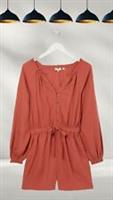 Ex Fat Face Womens Marlow Linen Blend Playsuit in Orange (A Bit Defect) - 12 Regular