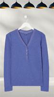 Ex Fat Face Womens Long Sleeve Helen Textured Top in Blue (A Bit Defect) - 6 Regular