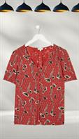 Ex Fat Face Womens Sandra Pressed Floral Top in Red (A Bit Defect) - 8 Regular