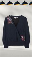 Ex Fat Face Women's Remi Embroidered Dotted Floral Top in Black (A Bit Defect) - 10 Regular