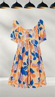 Ex Fat Face Women's Aideen Stencil Floral Dress in Light Orange (A Bit Defect) - 24 Regular