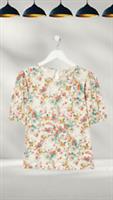 Ex Fat Face Womens Short Sleeve Poppy Fleur Meadow Top in Ivory (A Bit Defect) - 16 Regular