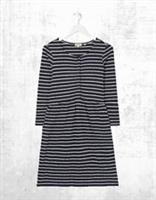 Ex Fat Face Womens Long Sleeve Nina Stripe Jersey Dress in Navy Defect - 12 Regular