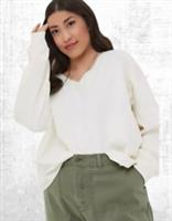 Ex Fat Face Womens Long Sleeve Vienna V Neck Jumper in ivory (A Bit Defect) - 12 Regular
