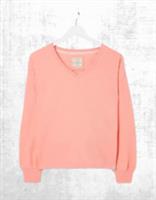 Ex Fat Face Womens Long Sleeve Vienna V Neck Jumper in Pink - 12 Regular
