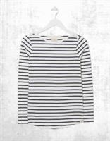 Ex Fat Face Womens Long Sleeve Breton Top in White Navy Stripe - 6 Regular
