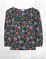 Ex Fat Face Womens Long Sleeve Kara Multi Floral Top in Black - 8 Regular