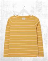 Ex Fat Face Womens Long Sleeve Breton Top in Yellow White Stripe - 10 Regular