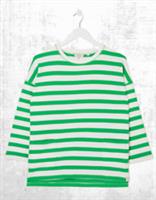 Ex Fat Face Womens Sleeve Amari Stripe Tunic in Green White - 12 Regular