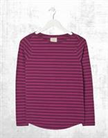 Ex Fat Face Womens Long Sleeve Breton Top in Purple Stripe - 12 Regular