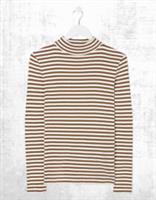 Ex Fat Face Womens Long Sleeve Selina Stripe Top in Brown Ivory - 14 Regular