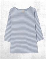 Ex Fat Face Womens Sleeve Lucille Stripe Top in Clay Blue - 12 Regular