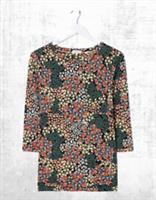 Ex Fat Face Womens Sleeve Tulip Meadow Print Top in Black - 14 Regular