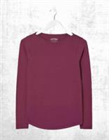 Ex Fat Face Womens Long Sleeve Bree Organic Cotton T-shirt in Plum - 6 Regular