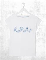 Ex Fat Face Womens Short Sleeve Shell Graphic Tee in White Blue - 12 Regular