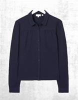Ex Fat Face Womens LS Collared Kim Jersey Shirt in Navy (A Bit Defect) - 18 Regular