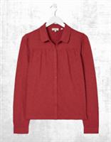 Ex Fat Face Womens LS Collared Kim Jersey Shirt in Raspberry Red (A Bit Defect) - 12 Regular