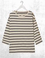 Ex Fat Face Womens Kinsley Drop Shoulder Stripe Top in Ivory (A Bit Defect) - 14 Regular