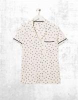 Ex Fat Face Womens Short Sleeve Bee Print Pyjama Top in Ivory (A Bit Defect) - 14 Regular