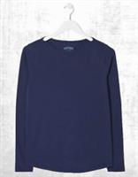 Ex Fat Face Womens Long Sleeve Bree Organic Cotton T-shirt in Navy - 10 Regular