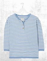 Ex Fat Face Womens Sleeve Southbourne Stripe Sweat Top in Light Blue (Defect) - 14 Regular