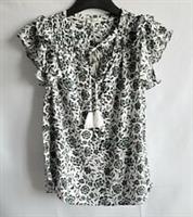 Fat Face Blue And Wite Floral Floaty Sleeveless Top, Gold Glitter Size 6 - 6 Regular