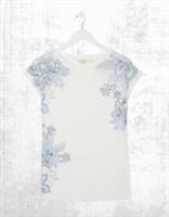 Ex Fat Face Womens Ivy Intricate Floral T-Shirt in Natural Floral Mix (Defect) - 14 Regular