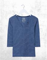 Ex Fat Face Women's 3/4 Sleeve Cotton Porter T-Shirt in Blue Stripe - 8 Regular