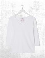 Ex Fat Face Women's 3/4 Sleeve Cotton Porter T-Shirt in White - 10 Regular