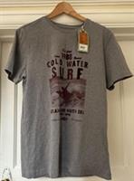 Fat Face T Shirt Mens Size Small Grey With Surf Design 100% Organic Cotton NWT - S Regular