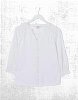 Ex Fat Face Womens 3/4 Sleeve Winnie Button Through Top in White - 16 Regular