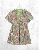 Ex Fat Face Womens SS Frankie Multi Expressive Floral Top in Green (Defect) - 6 Regular