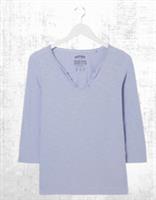 Ex Fat Face Women's 3/4 Sleeve Cotton Porter T-Shirt in Light Blue (Defect) - 24 Regular