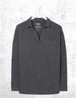 Ex Fat Face Womens Long Sleeve Paige Cotton Jersey Shirt in Charcoal Grey - 16 Regular
