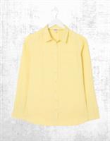 Ex Fat Face Womens Long Sleeve Stripe Linen Blend Shirt in Olivia Lime Yellow - 16 Regular