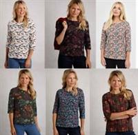 Weird Fish Women Organic Cotton Floral Blouse T shirt Scoop Neck 3/4 Sleeve Top - 12 Regular