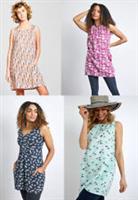 Weird Fish Women Round Neck Viscose Sleeveless Floral T shirt Tunic Top Blouse - 14 Regular