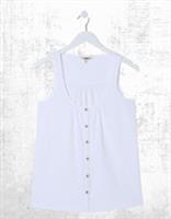 Ex Fat Face Womens Sleeveless Flora Scoop Neck Cotton Vest in White - 10 Regular