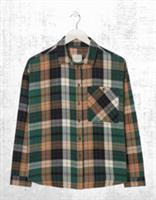 Ex Fat Face Womens Long Sleeve Frome Relaxed Check Shirt in Dark Green - 8 Regular