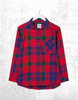Ex Fat Face Womens Long Sleeve Bessie Check 100% Cotton Shirt in Red - 12 Regular