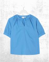 Ex Fat Face Womens Short Sleeve Asha Cotton Blouse in Blue - 8 Regular