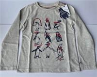 Fatface Girls Oatmeal Marl Penguin Graphic Top In Various Sizes *BNWT*