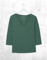 Ex Fat Face Women's 3/4 Sleeve Cotton Porter T-Shirt in Teal Green - 8 Regular