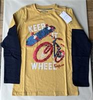 Fatface Boys Yellow Bike 2 Way Sequin Raglan T-Shirt Age 11-12 Years *BNWT*
