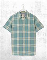 Ex Fat Face Mens Braddock Check Summer Shirt in Duck Egg Green - L Regular
